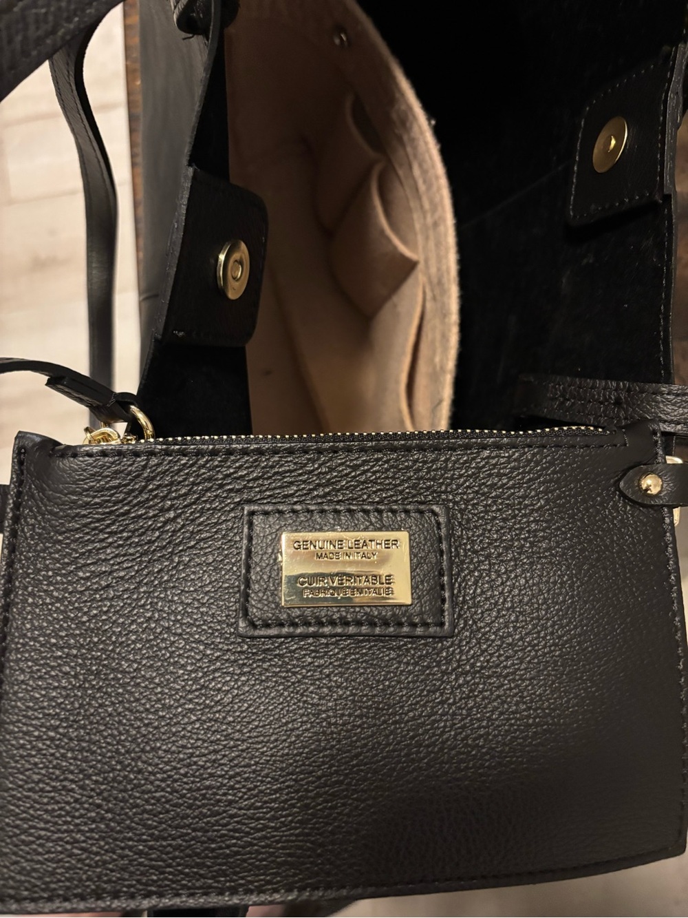 Black Leather Tote Bag Made in Italy - Picture 15 of 16